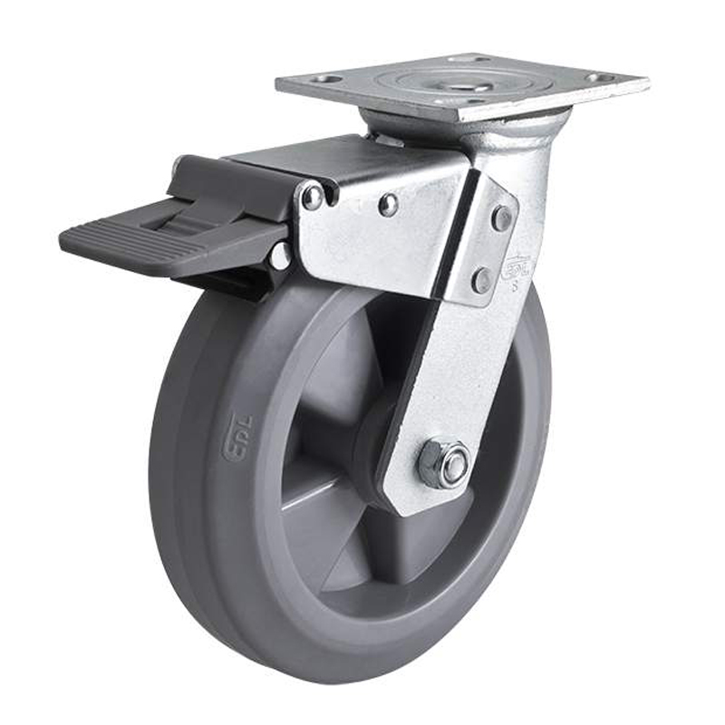 EDL Heavy 8'' 400kg Plate Plastic Dual Brake TPE Caster 73128H-738-56