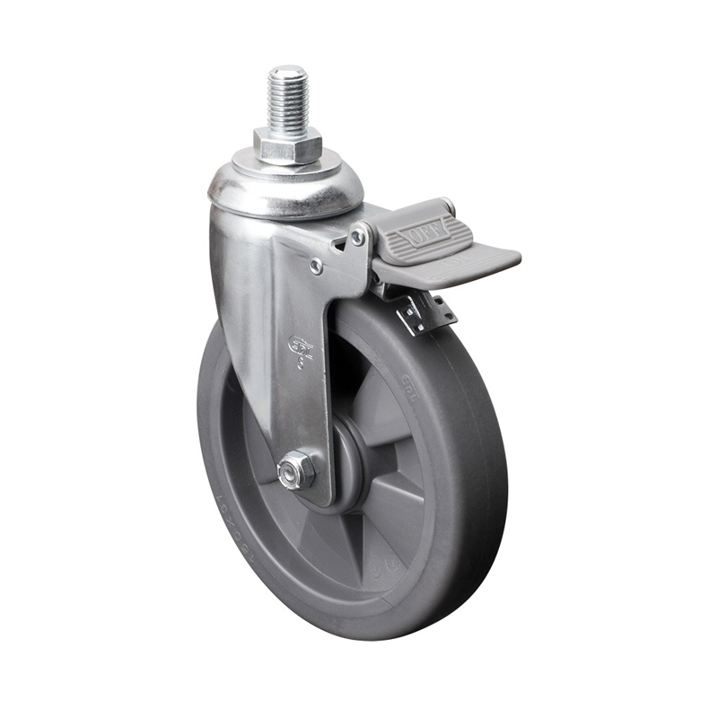 EDL Medium 6'' 110Kg Threaded Plastic Dual Brake TPE Caster 57146H-576-57