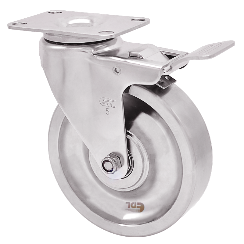 EDL Full-Stainless Steel Medium 5'' 150kg Plate Brake SS Caster S54725L-S545-S6