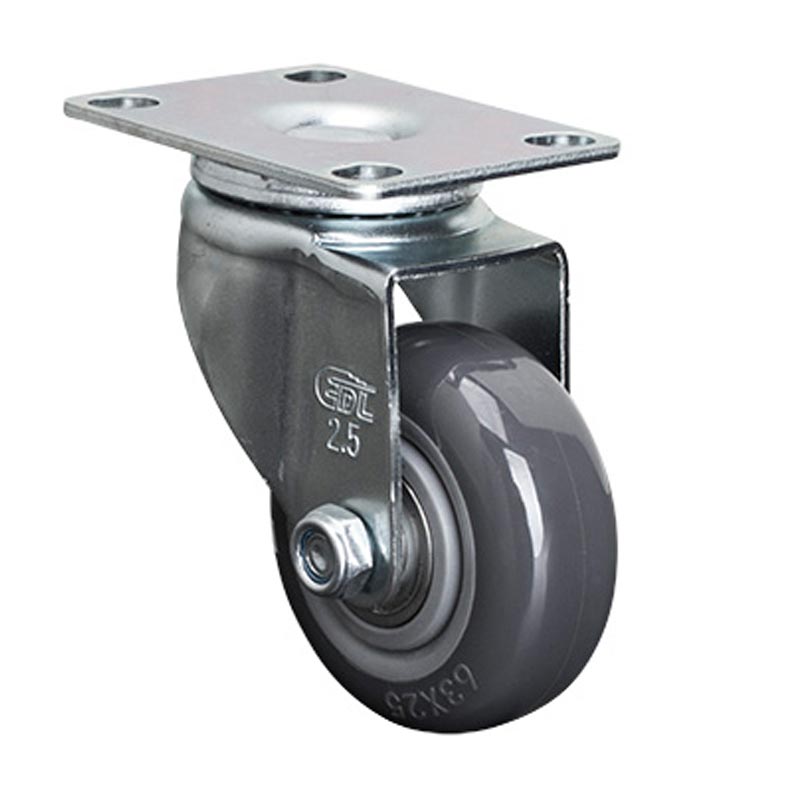 EDL Light 2.5'' 80kg Plate Swivel PU Caster 361125-3625-76