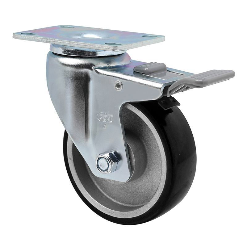 EDL Anti-electrostatic Medium 4'' 150kg Plate Plastic Dual Brake TPU Caster 50124H-A504-86A