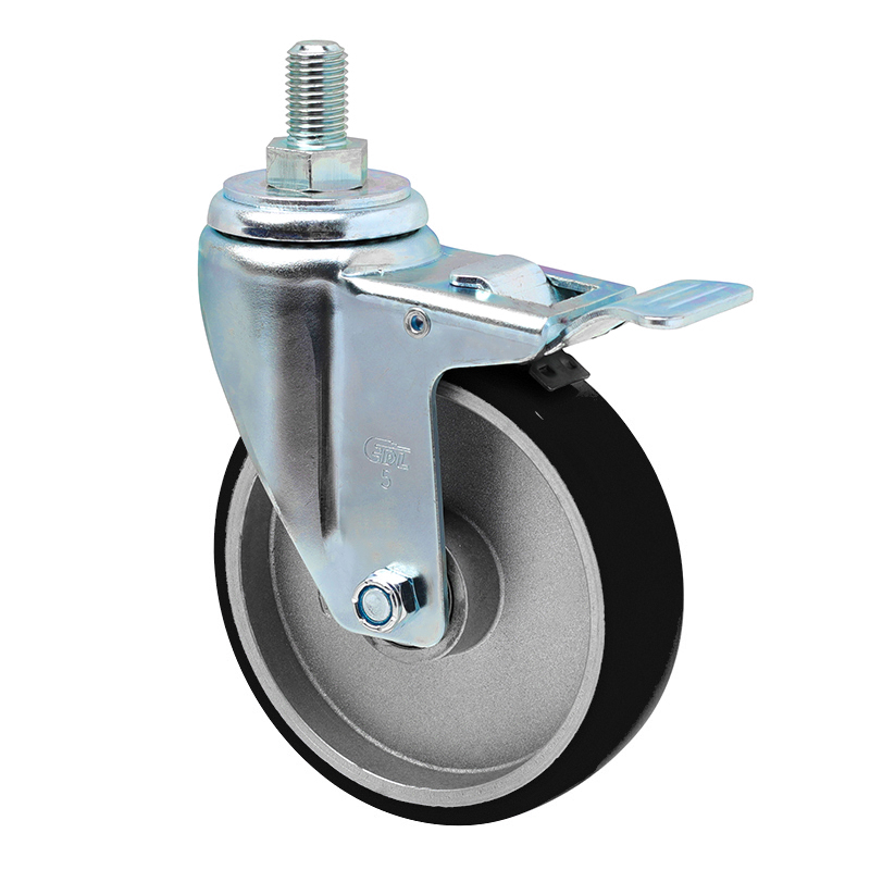 EDL Anti-electrostatic Medium 5'' 150kg Threaded Iron Dual Brake TPU Caster 50145L-A505-86A