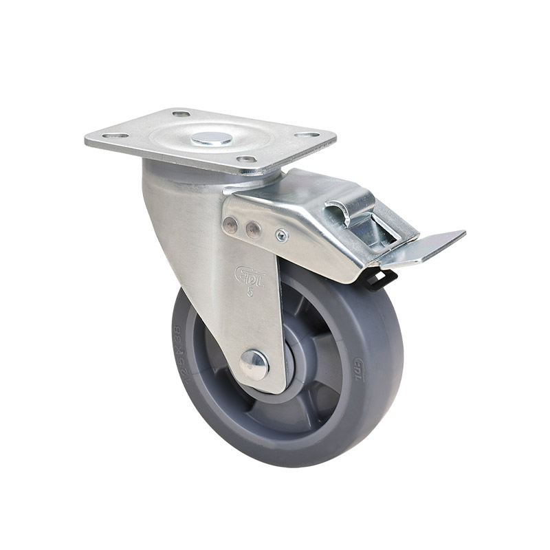 EDL Medium 5" 200kg Plate Iron Dual Brake TPE Caster 66125L-665-56