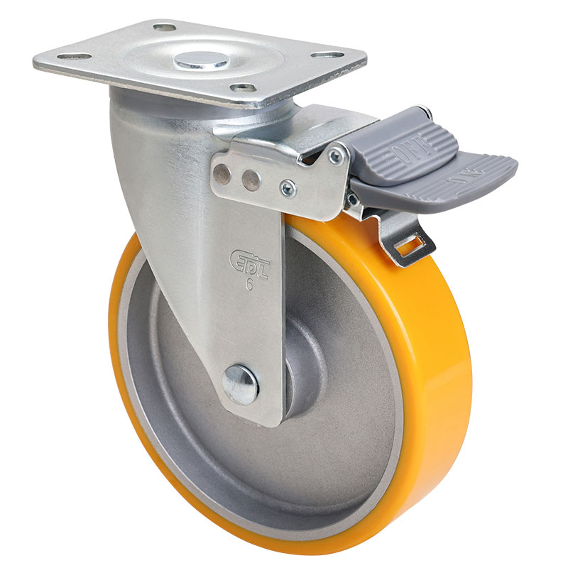 EDL Medium 6" 300kg Plate Brake TPU Caster 66126H-666-86A