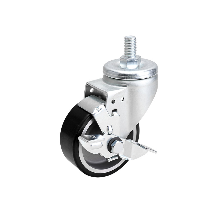 EDL Anti-electrostatic Medium 4" 300kg Threaded Side Wheel Brake TPU Caster 66144C-A674-86A/C