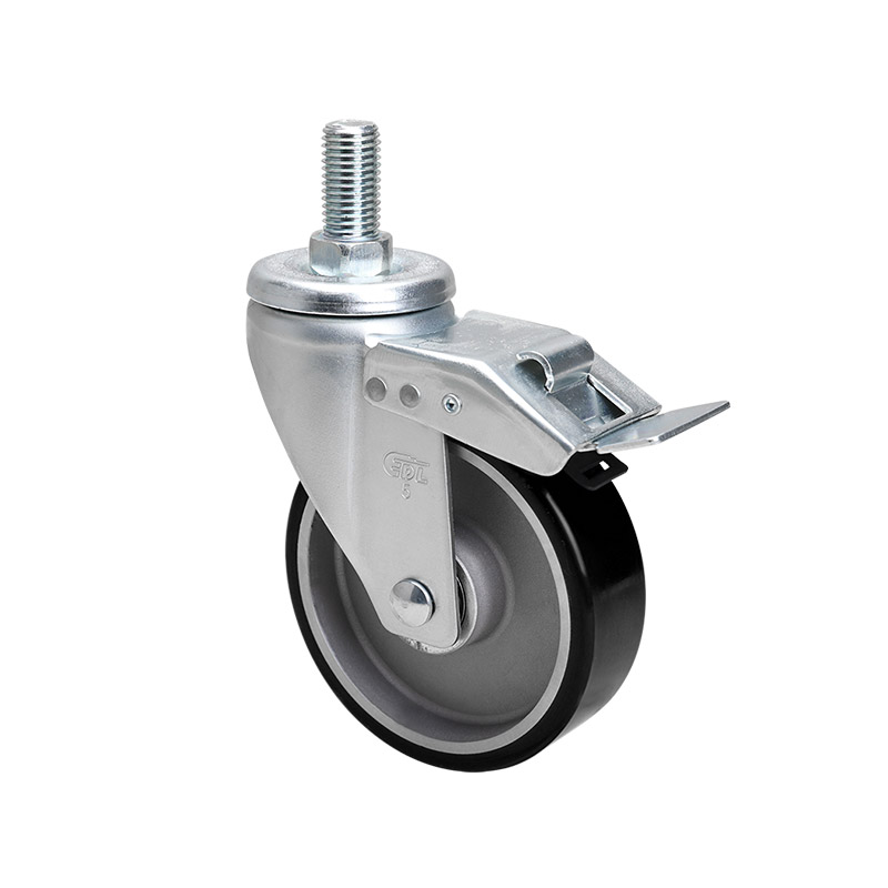 EDL Anti-electrostatic Medium 5" 300kg Threaded Iron Dual Brake TPU Caster 66145L-A675-86A