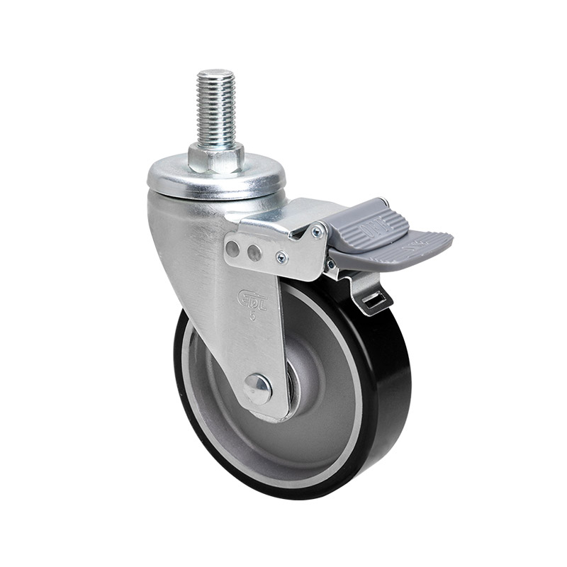 EDL Anti-electrostatic Medium 5" 300kg Threaded Brake TPU Caster 66145H-A675-86A